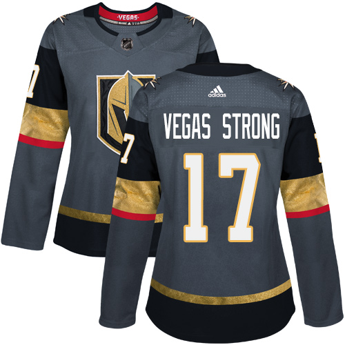Adidas Vegas Golden Knights 17 Vegas Strong Grey Home Authentic Women Stitched NHL Jersey